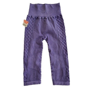 Free People Movement Textured Crop Leggings Washed Purple Size XS/S NWT